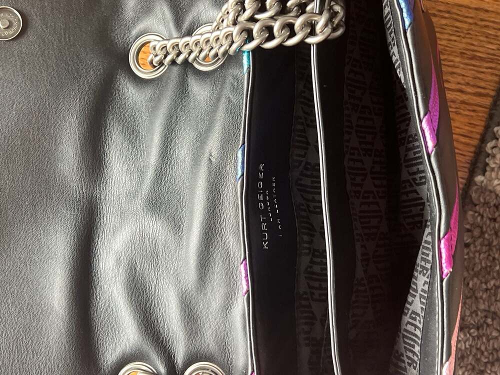 Kurt Geiger London Large Kensington Rainbow Stripe Leather Shoulder Bag - Picture 4 of 4